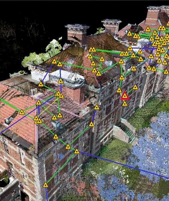 immagini a nuvola di punti dello storico Ellis Island Hospital con il software per ufficio Leica Cyclone